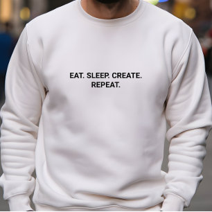 Sweatshirt Hommes élégants Blanc Manger Dormir Créer Slogan R