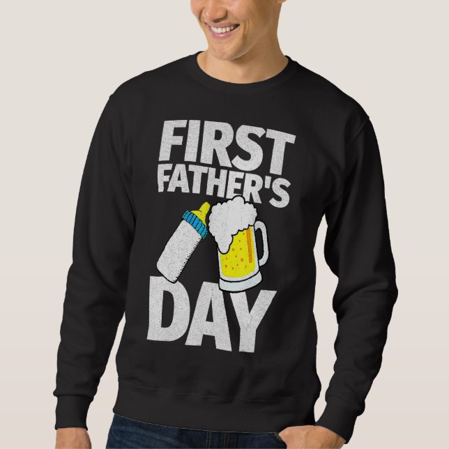 Sweatshirt Hommes heureux première Fête des pères Bière Bébé  (Devant)