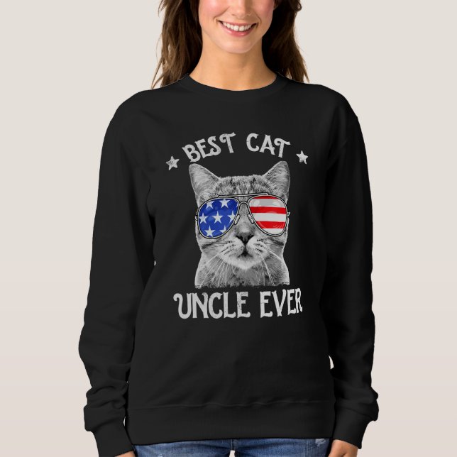 Sweatshirt Hommes Meilleur Chat Oncle jamais drapeau américai (Devant)