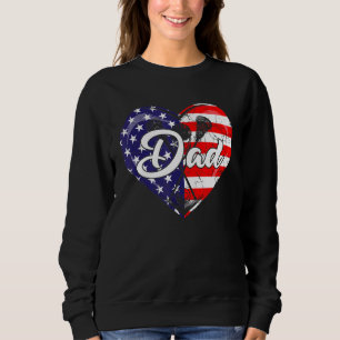 Sweatshirt Hommes Patriotique Lacrosse Papa American Flag Hea