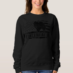 Sweatshirt Hommes Pomeranian Papa débrayé Drapeau Américain P