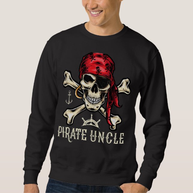 Sweatshirt Hommes Style Rétro Crâne Squelette Pirate Oncle Fa (Devant)