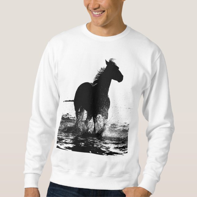 Sweatshirt Hommes Vêtements Courir Cheval Pop Art Modèle Homm (Devant)