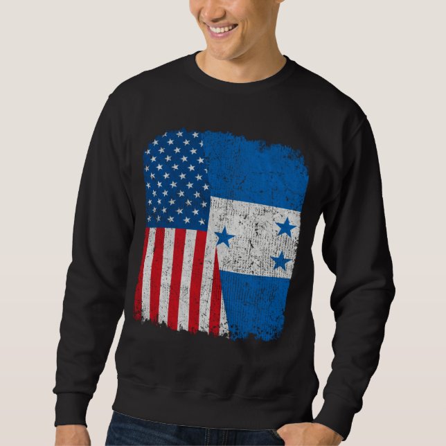 Sweatshirt Honduran American Flag Half USA Honduras Root Prou (Devant)