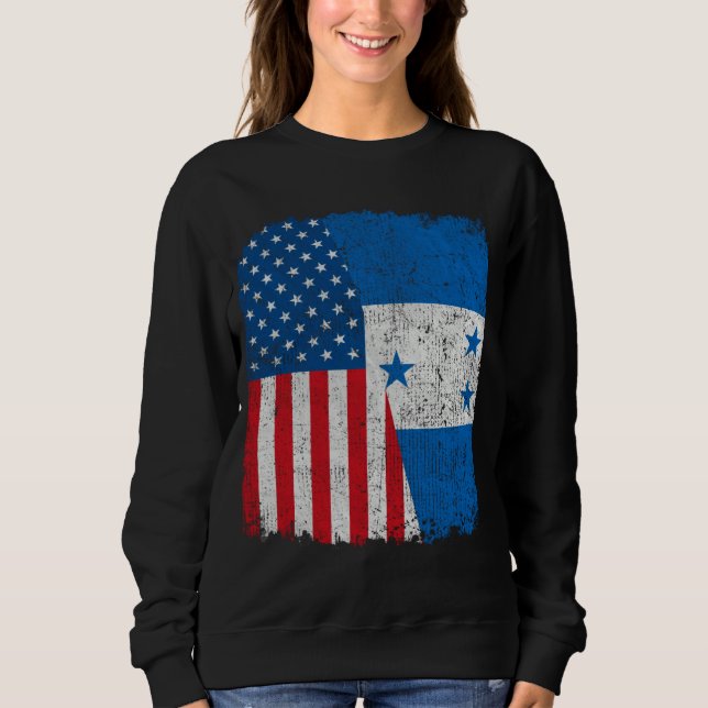Sweatshirt Honduran American Flag Half USA Honduras Root Prou (Devant)