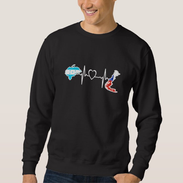 Sweatshirt Honduras Chile Flag Honduran Chilean Heartbeat   (Devant)