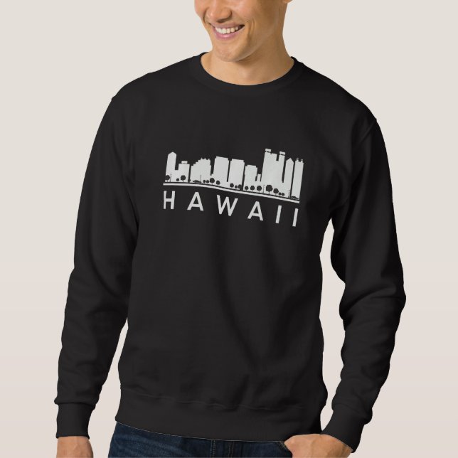 Sweatshirt Honolulu Hawaii Skyline Home State Vintage Souveni (Devant)