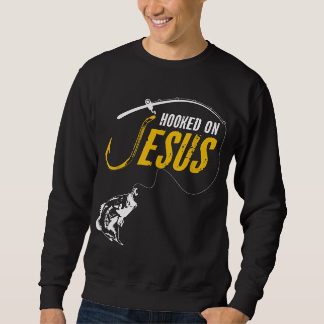 Sweatshirt Hook sur Jésus Drôle Chrétien Pêche (Devant)