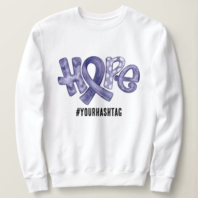 Sweatshirt Hope Awareness Ribbon Personalized Hashtag (Design devant)