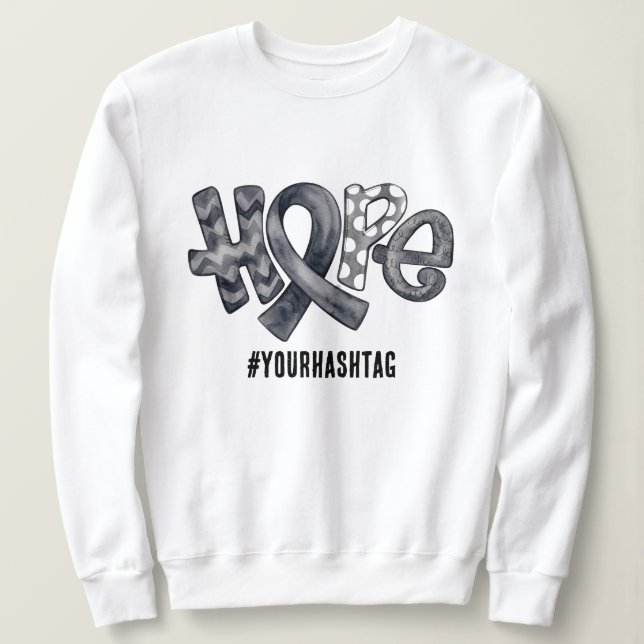 Sweatshirt Hope Awareness Ribbon Personalized Hashtag (Design devant)