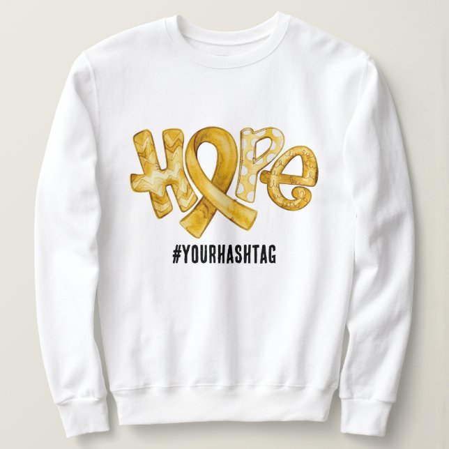 Sweatshirt Hope Awareness Ribbon Personalized Hashtag (Design devant)
