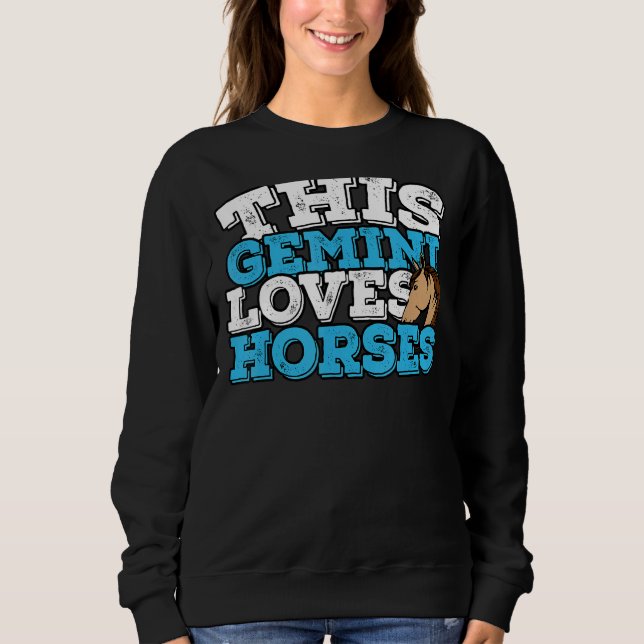 Sweatshirt Horoscope SIGNE Zodiaque Gemini aime les chevaux (Devant)