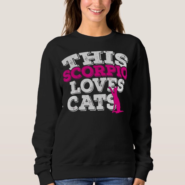 Sweatshirt Horoscope SIGNE Zodiaque Scorpio Aime les chats (Devant)