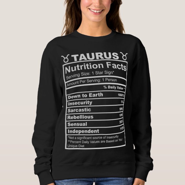 Sweatshirt Horoscope Zodiac Sign Astrology Nutrition Facts Ta (Devant)