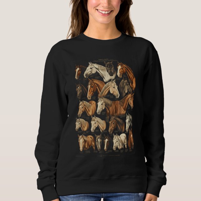 Sweatshirt Horse Breeds Equestrian Horseback Riding Tee Gifts (Devant)