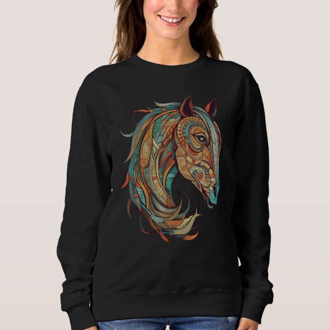 Sweatshirt Horse Tribal Abstract Native American Geometric Ho (Devant)