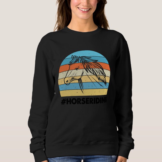 Sweatshirt Horseriding Colorful Sunset Background Horse Anima (Devant)
