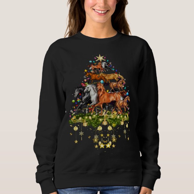 Sweatshirt Horses Christmas Tree Lights Holiday Horse (Devant)