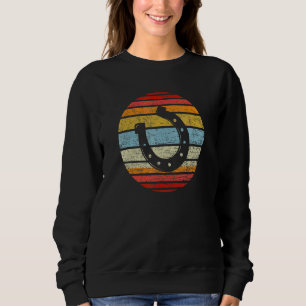 Sweatshirt Horseshoe Vintage Retro Horseman Style Lucky Outfi