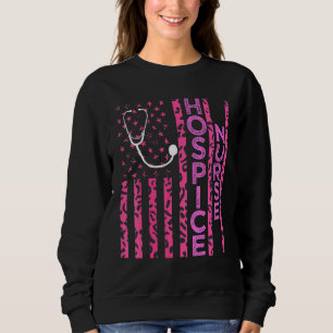 Sweatshirt Hospice Nurse Empreinte de léopard Pink Usa Drapea