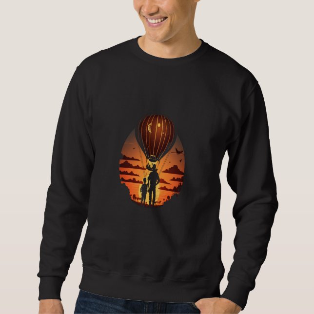 Sweatshirt Hot Air Balloon Exploring Dad And Child In Hot Air (Devant)