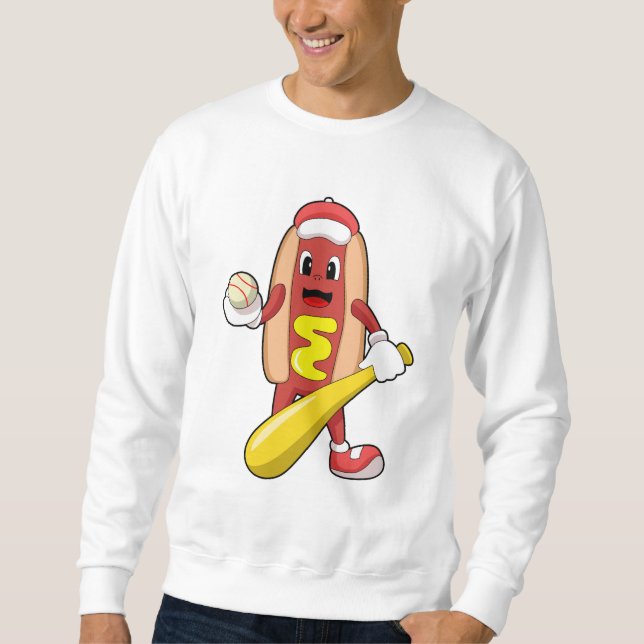 Sweatshirt Hot dog at baseball with baseball (Devant)