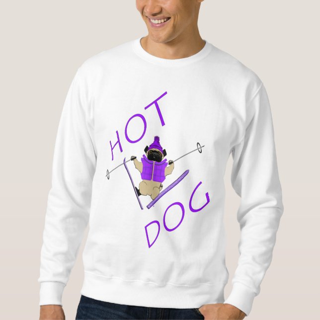 Sweatshirt Hot Dog Funny Ski Carlin violet Veste et Skis (Devant)