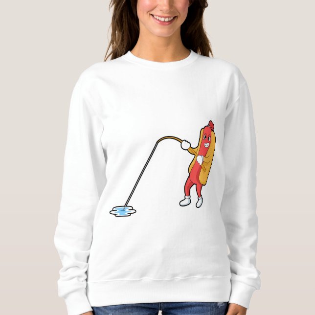 Sweatshirt Hotdog à la pêche avec bâtonnet de pêche (Devant)