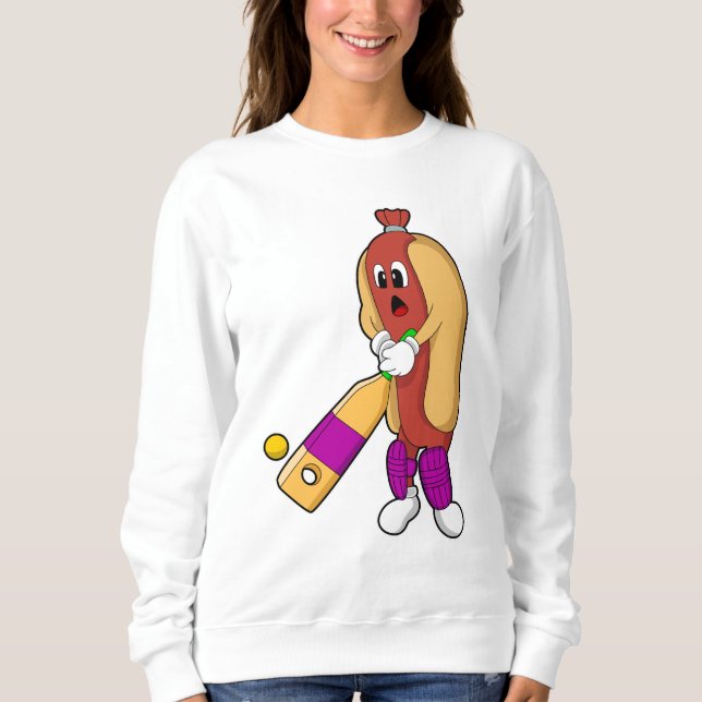 Sweatshirt Hotdog au cricket avec batte de cricket (Devant)