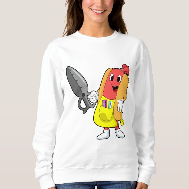 Sweatshirt Hotdog comme coiffeur avec ciseaux (Devant)