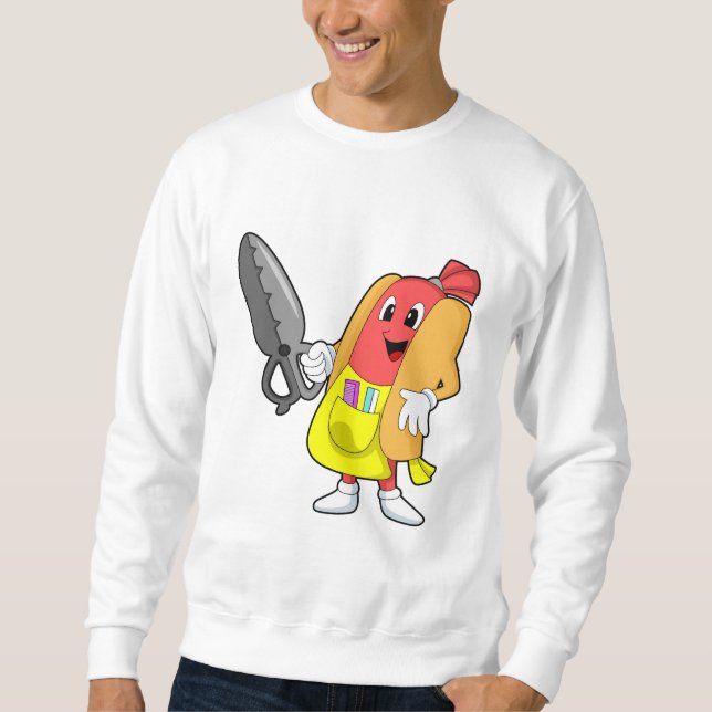 Sweatshirt Hotdog comme coiffeur avec ciseaux (Devant)