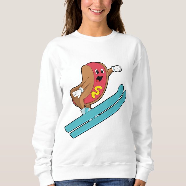 Sweatshirt Hotdog comme sauteur de ski avec Ski.PNG (Devant)