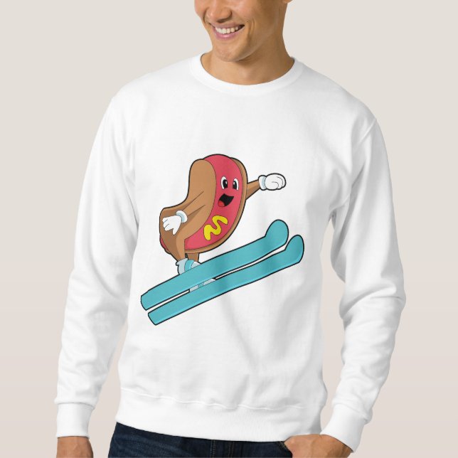 Sweatshirt Hotdog comme sauteur de ski avec Ski.PNG (Devant)