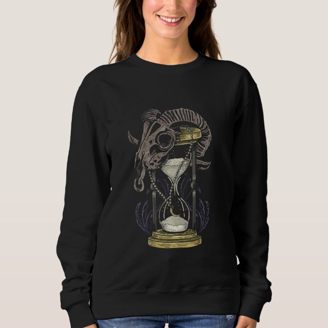 Sweatshirt Hourglass Skull Sheep Heure Voyageur Science Ficti (Devant)