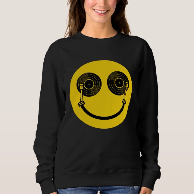 Sweatshirt House Music Dance Music DJ Turntable Shaped Smile (Devant)