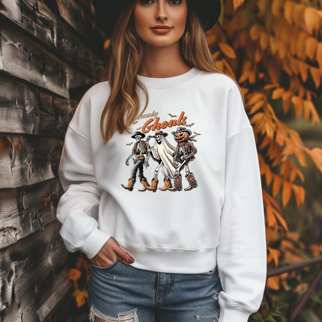 Sweatshirt Howdy Ghouls Halloween fantôme Citrouille Skeleton (Créateur téléchargé)