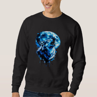 Sweatshirt Howling Moon Wolf Tattoo Tee — Blue Ink Dream, Mys