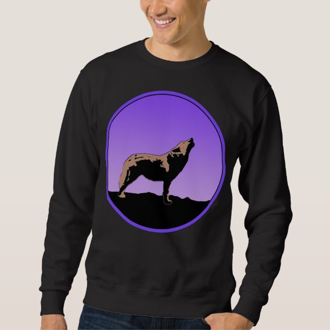 Sweatshirt Howling Wolf at Sunset - Art faunique original (Devant)
