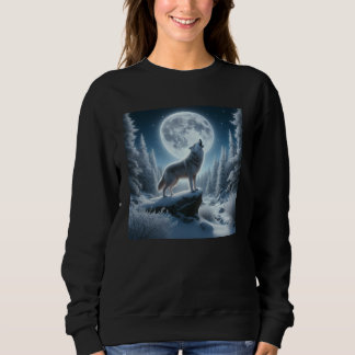Sweatshirt Howling Wolf In Winter