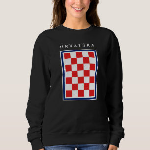 Sweatshirt Hrvatska Damier Bleu Bordure