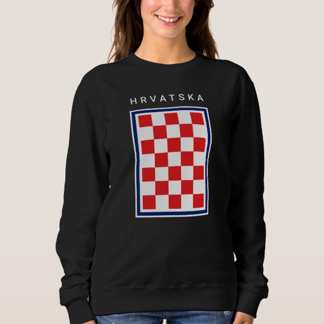 Sweatshirt Hrvatska Damier Bleu Bordure (Devant)