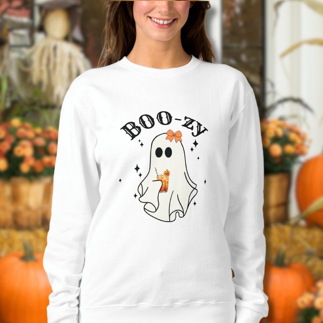 Sweatshirt Huées et Alcool Fantôme Halloween (Happy Halloween Drinking Cocktail Funny Ghost Sweatshirt)