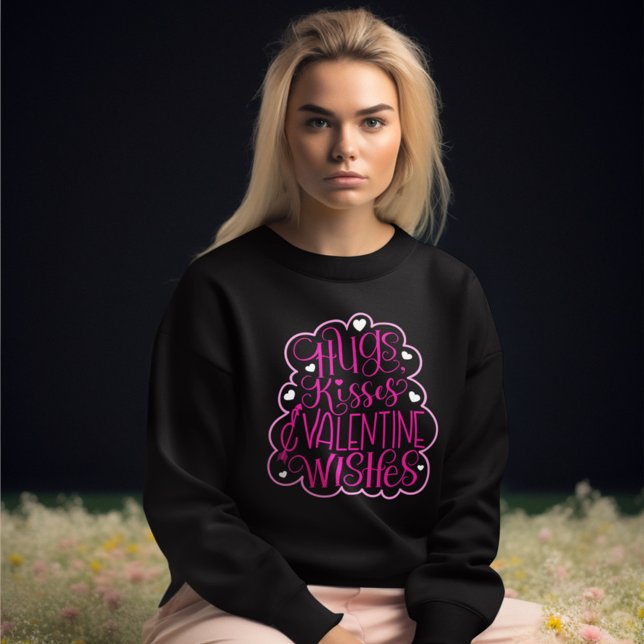 Sweatshirt Hugs, baisers et Voeux de Saint Valentin, Coeurs,  (Créateur téléchargé)
