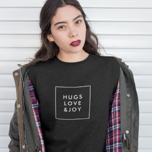 Sweatshirt Hugs Love and Joy   Noël minimal élégant