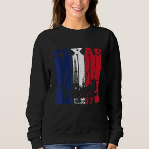 Sweatshirt Huile Rig Texas Us Drapeau Huilfield Travailleur F