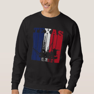 Sweatshirt Huile Rig Texas Us Drapeau Huilfield Travailleur F