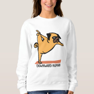Sweatshirt Humain-Yoga-Chien-Drôle