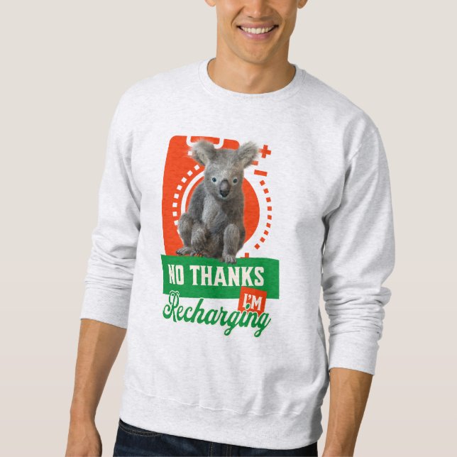 Sweatshirt Humeur d'introverti de koala rechargeant drôle (Devant)