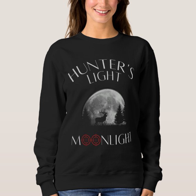 Sweatshirt Hunting hunter light moonlight deer red deer rifle (Devant)