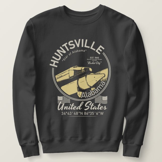 SWEATSHIRT HUNTSVILLE CITY ALABAMA - ESPACE ROCKET (Design devant)